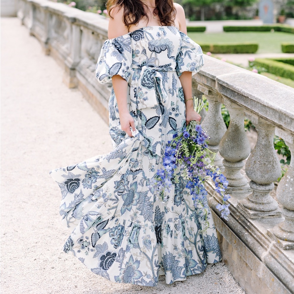 .  Only worn once for a photo shoot! Whethersfield blue poplin maxi dress.